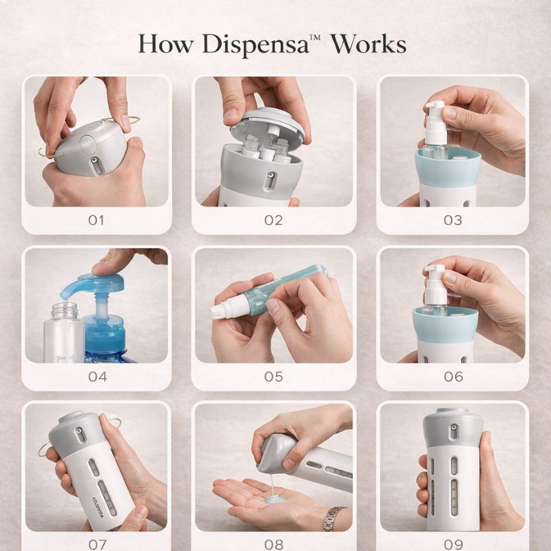 Dispensa™ 4-in-1 Rotating Travel Dispenser