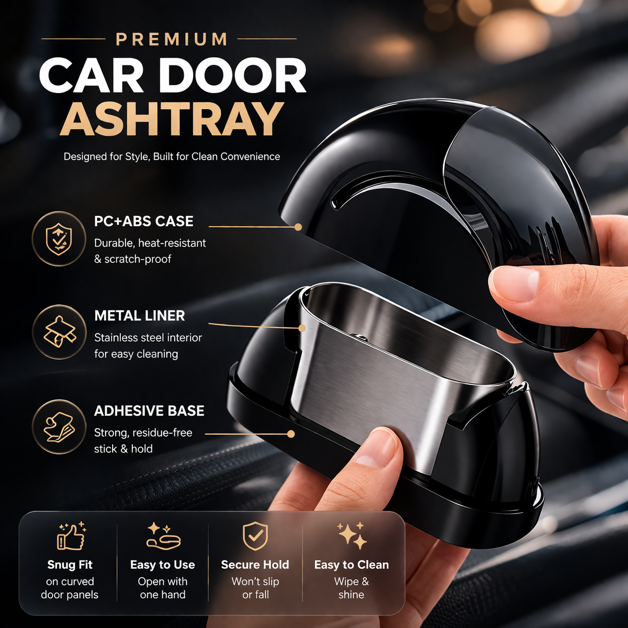 SNUF™ | Door-Mounted Car Ashtray